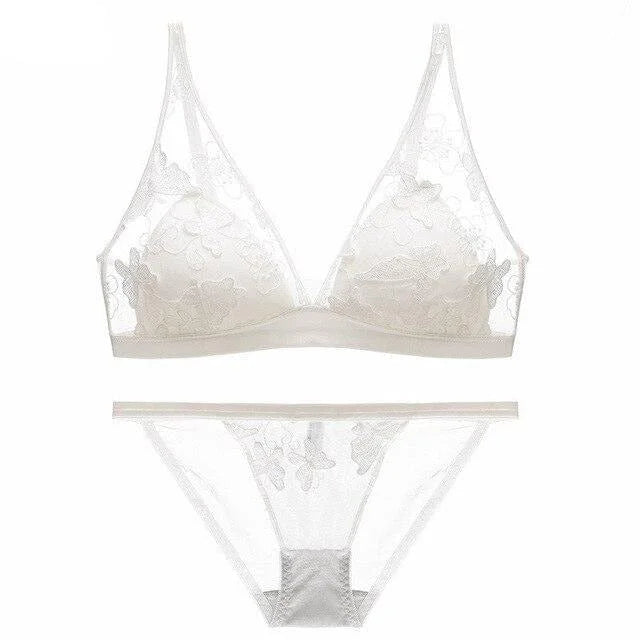 Set di lingerie con bordo in pizzo - bianco / 1a