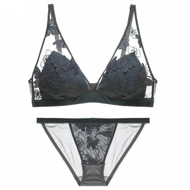 Set di lingerie con bordo in pizzo - nero / 1a