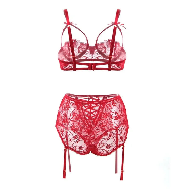 Set di lingerie con lacci decorativi taglie forti