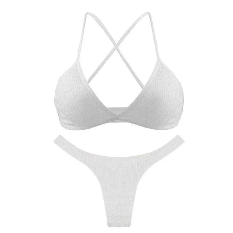 Set di lingerie con spalline incrociate - bianco / s