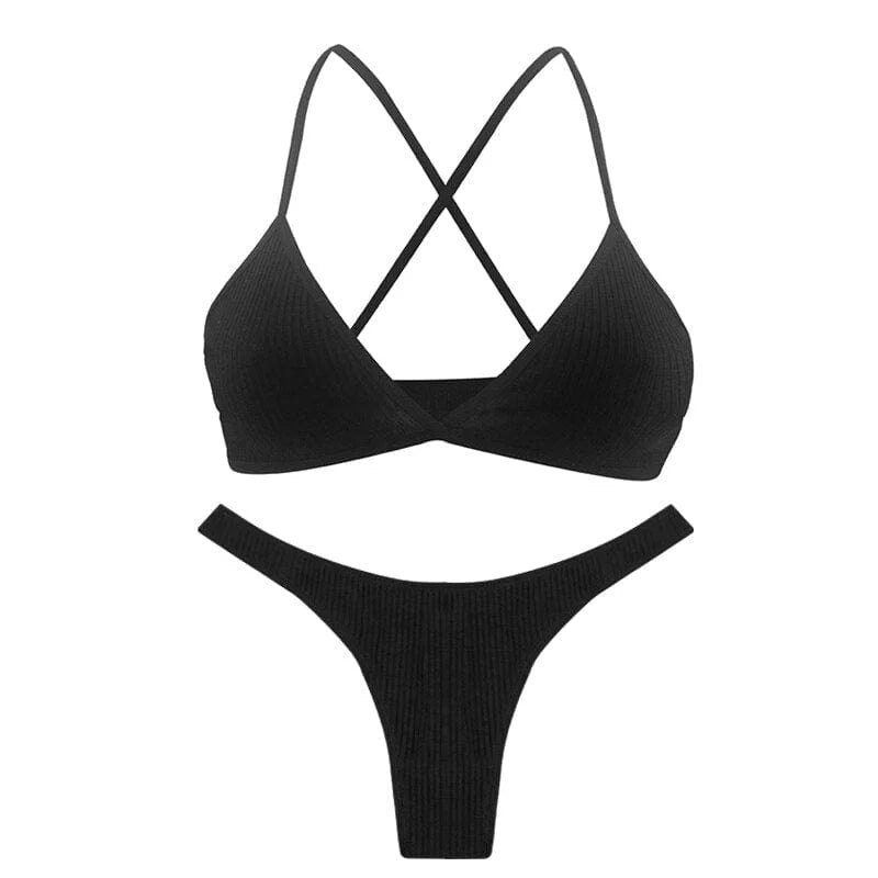 Set di lingerie con spalline incrociate - nero / s