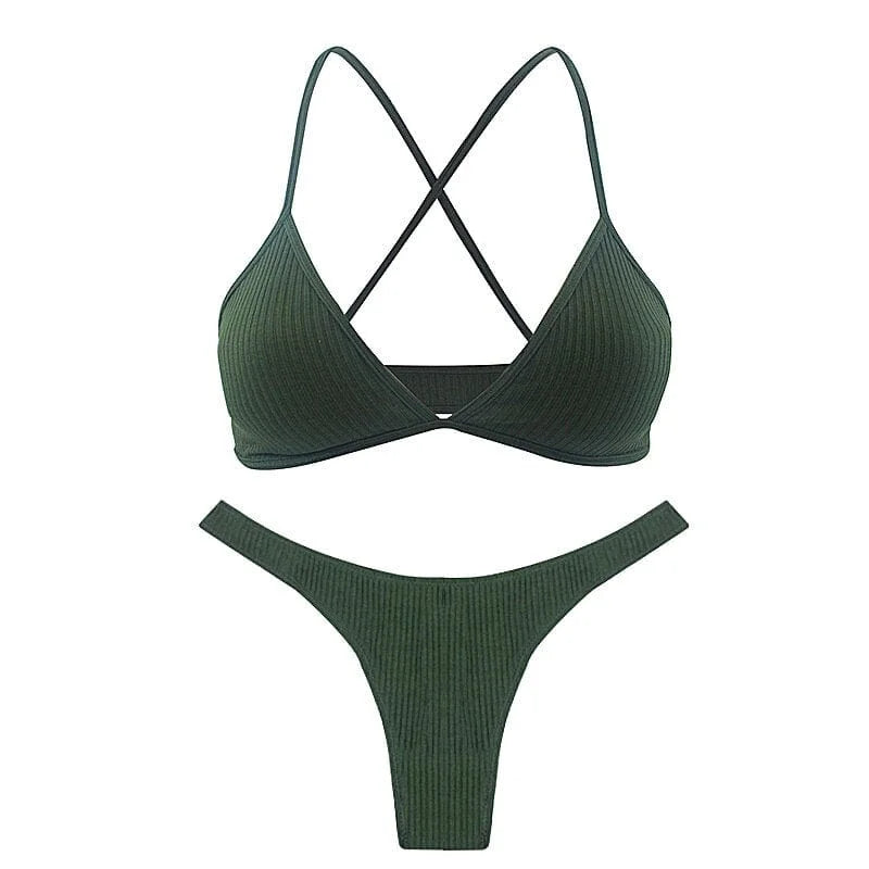 Set di lingerie con spalline incrociate - verde / s