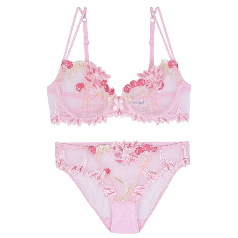 Set di lingerie in pizzo a fiori