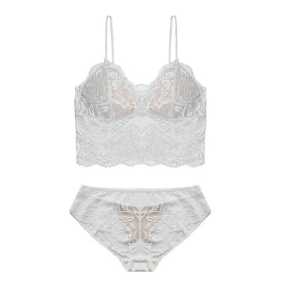 Set di lingerie in pizzo con bralette - bianco / s