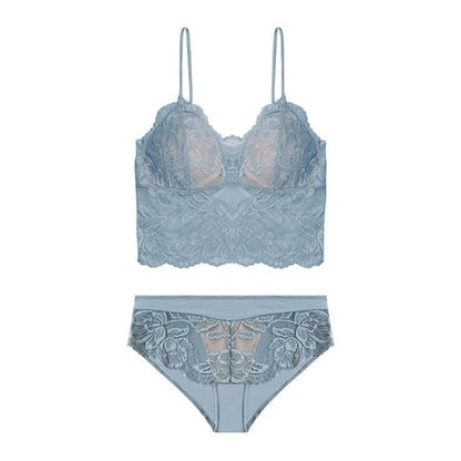 Set di lingerie in pizzo con bralette - blu / s