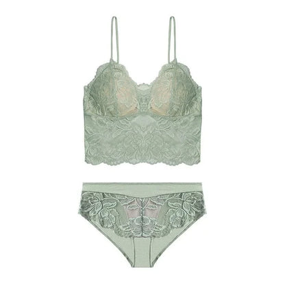 Set di lingerie in pizzo con bralette - verde / s