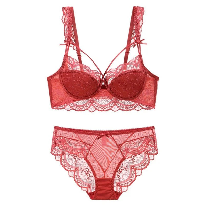 Set di lingerie in pizzo con cinghie alle coppe