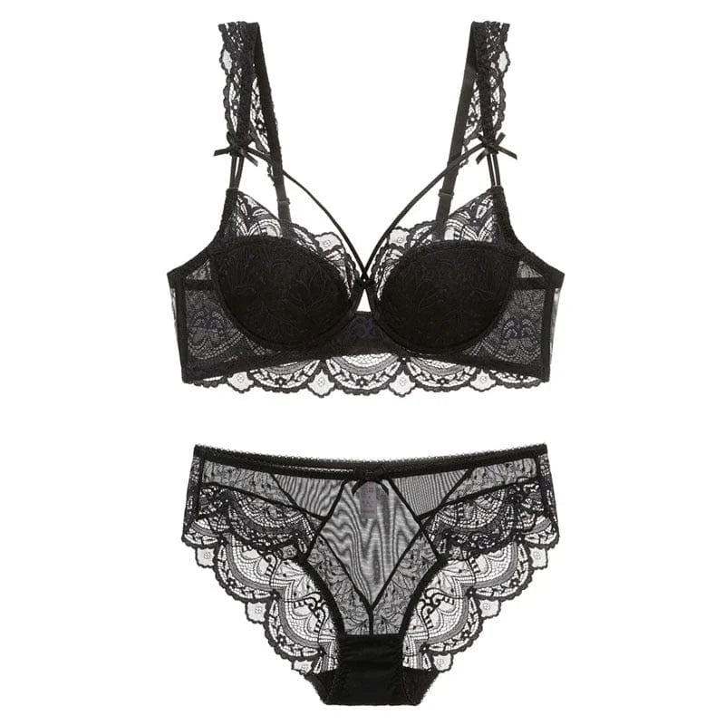 Set di lingerie in pizzo con cinghie alle coppe