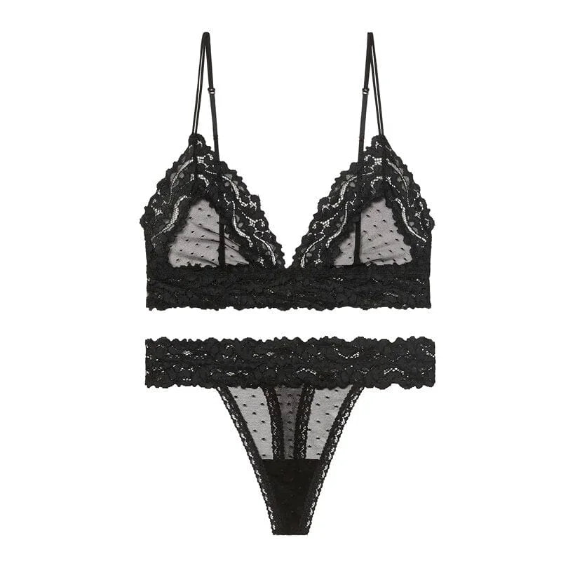 Set di lingerie in pizzo con coppe triangolari - nero / s