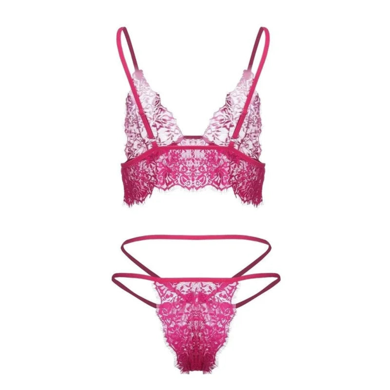 Set di lingerie in pizzo con reggicalze