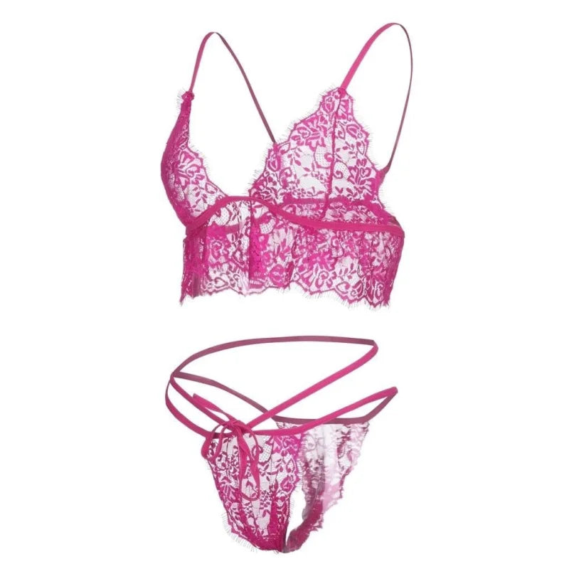 Set di lingerie in pizzo con reggicalze