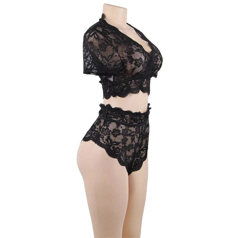 Set di lingerie in pizzo con spalle coperte in taglie grandi