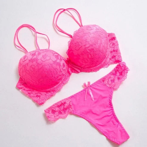 Set di lingerie in pizzo neon - rosa / 2c