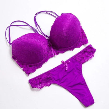 Set di lingerie in pizzo neon - viola / 2c