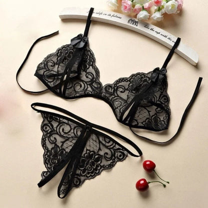 Set di lingerie in pizzo - nero / s