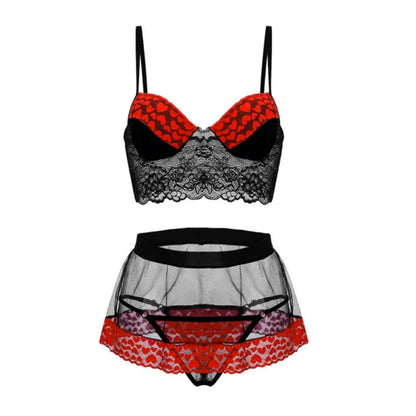 Set di lingerie sensuale con gonna