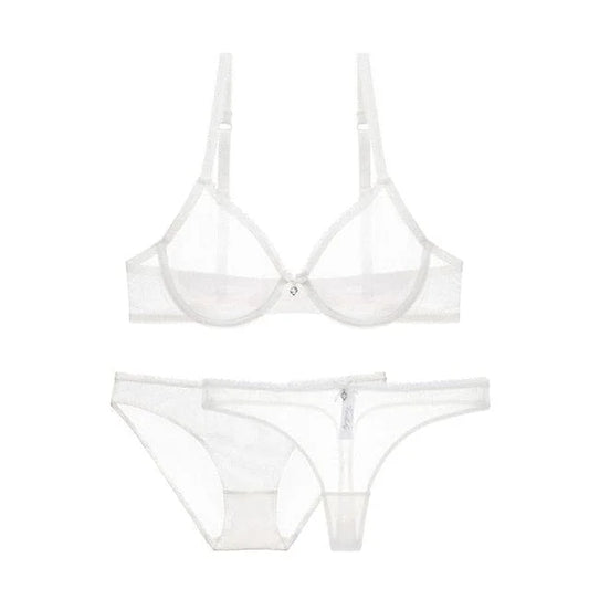 Set di lingerie trasparente in pizzo - bianco / 1a