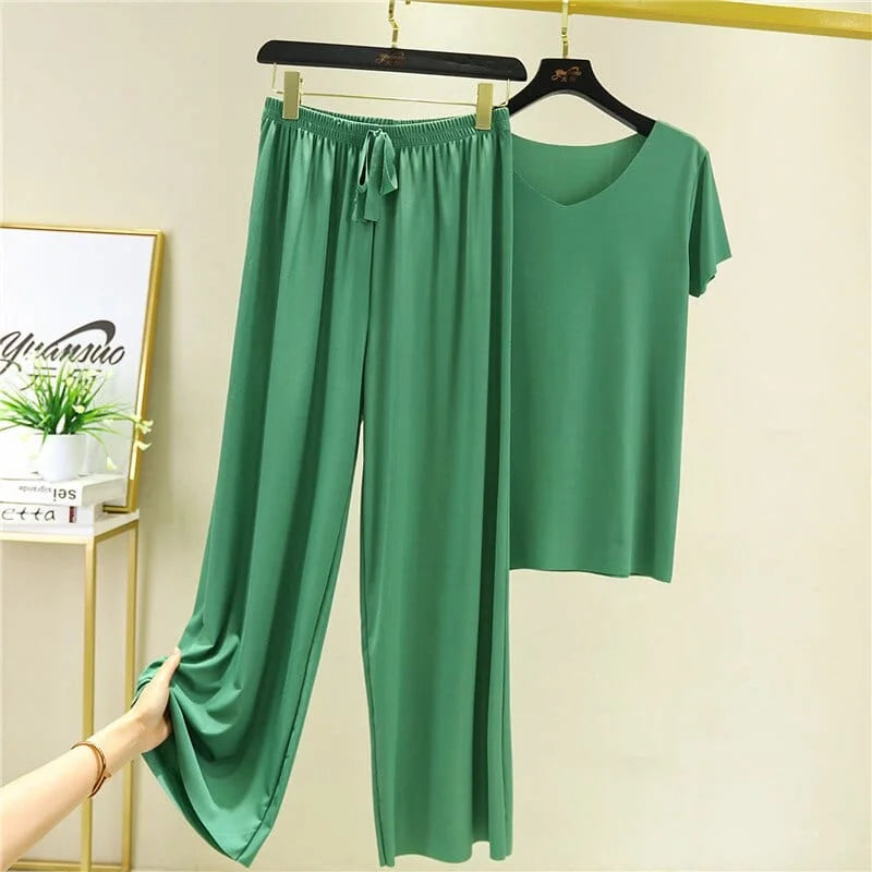 Set di pigiama da donna con pantaloni lunghi - verde / s