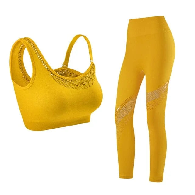 Set sportivo con spalline sottili - giallo / s