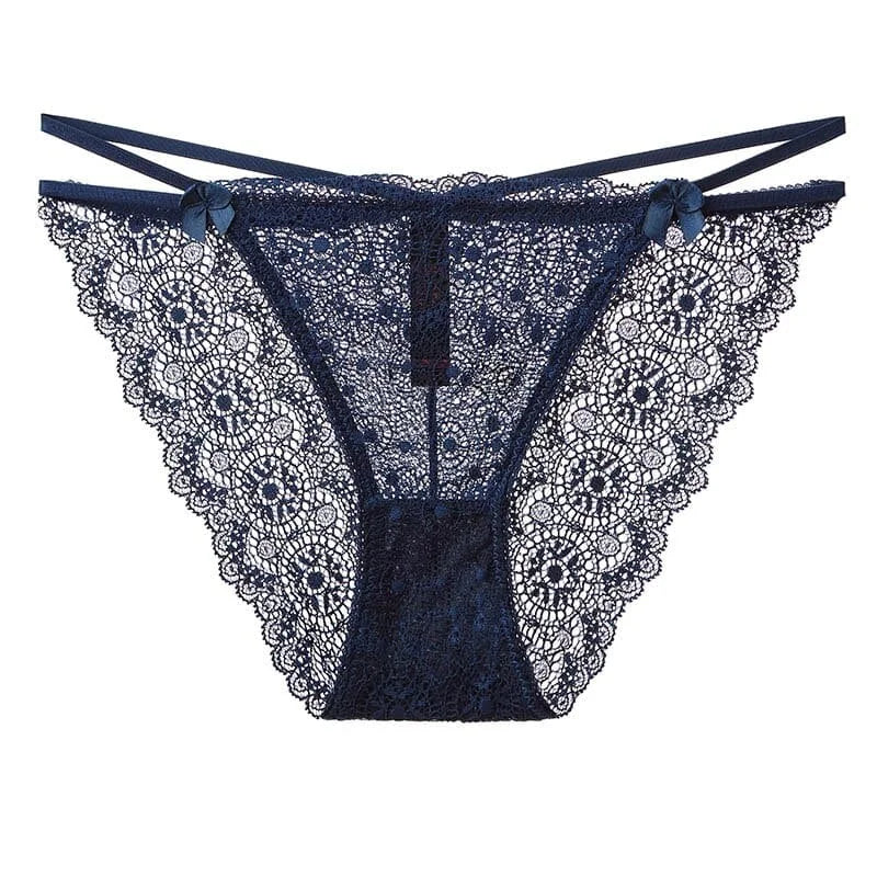 Slip in pizzo con cinghie - blu navy / s