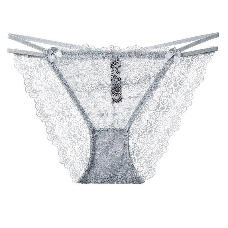 Slip in pizzo con cinghie - grigio / s