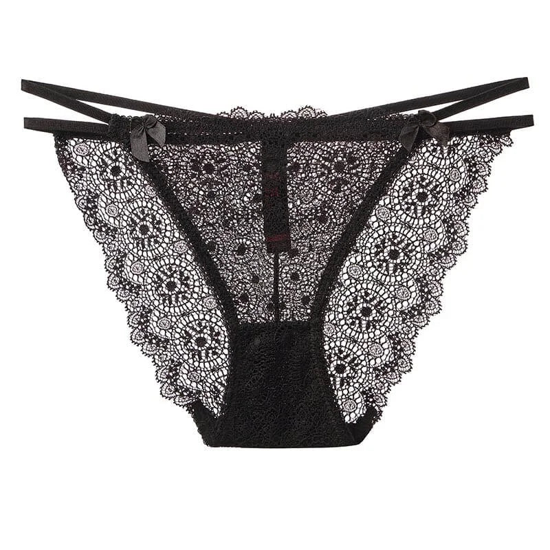 Slip in pizzo con cinghie - nero / s