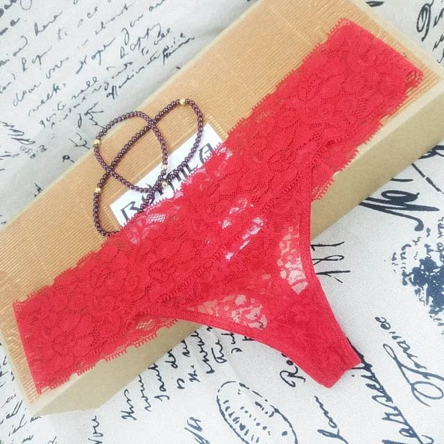 String ficelle en dentelle - rosso / xs