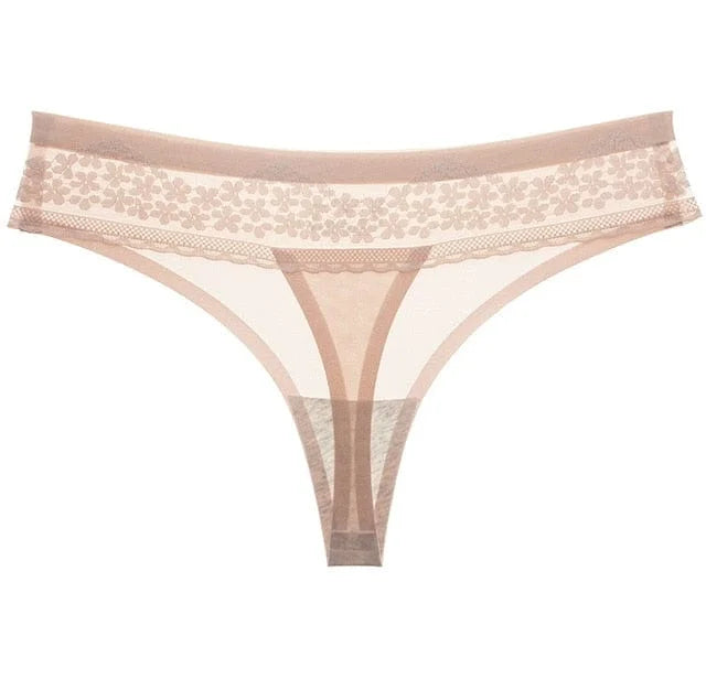 Tanga in pizzo delicato - beige / s