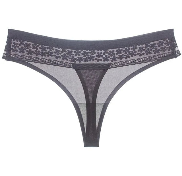 Tanga in pizzo delicato - grigio / s