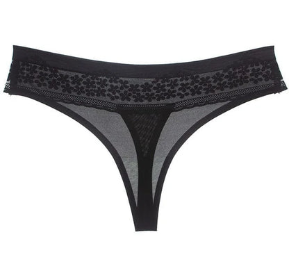 Tanga in pizzo delicato - nero / s