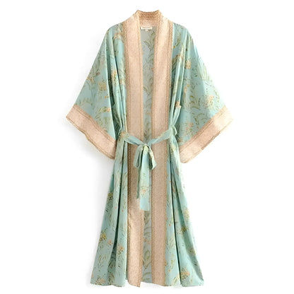 Turchese Kimono da spiaggia impreziosito
