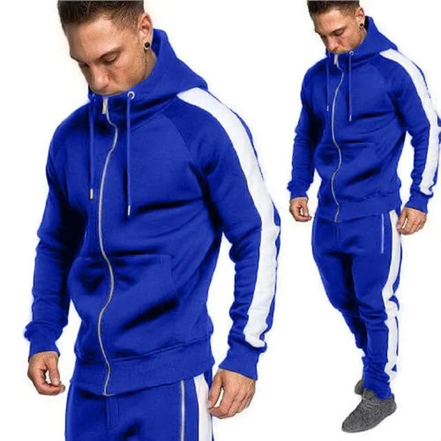 Tuta da ginnastica uomo con cappuccio - blu / s