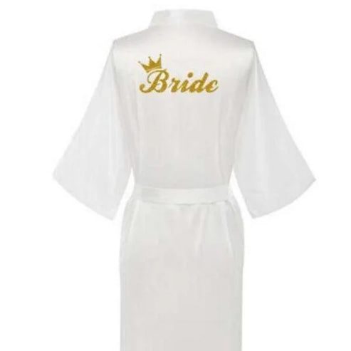 Vestaglia sposa in raso con scritta ’bride’ - bianco / s