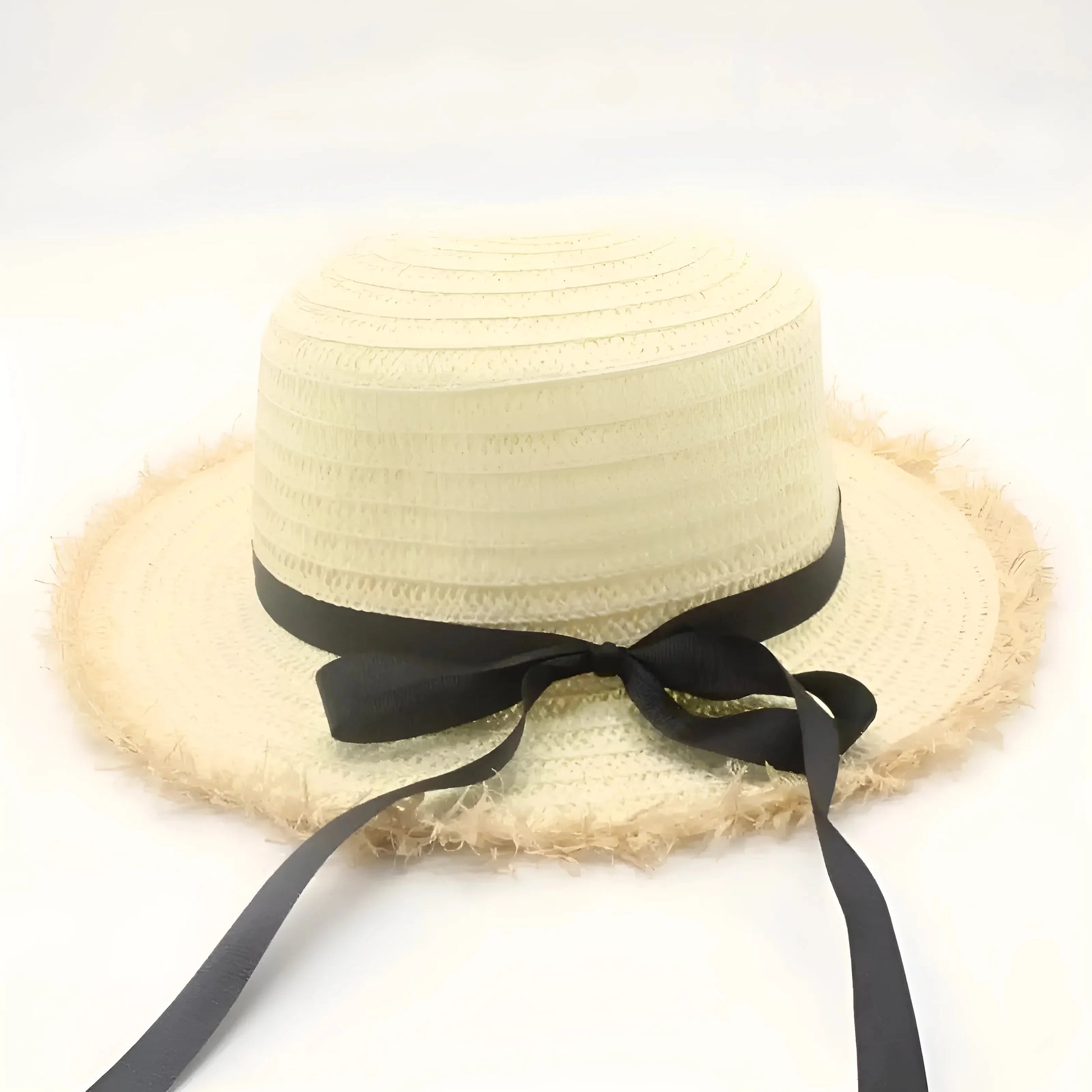 Bianco Cappello da spiaggia con fiocco