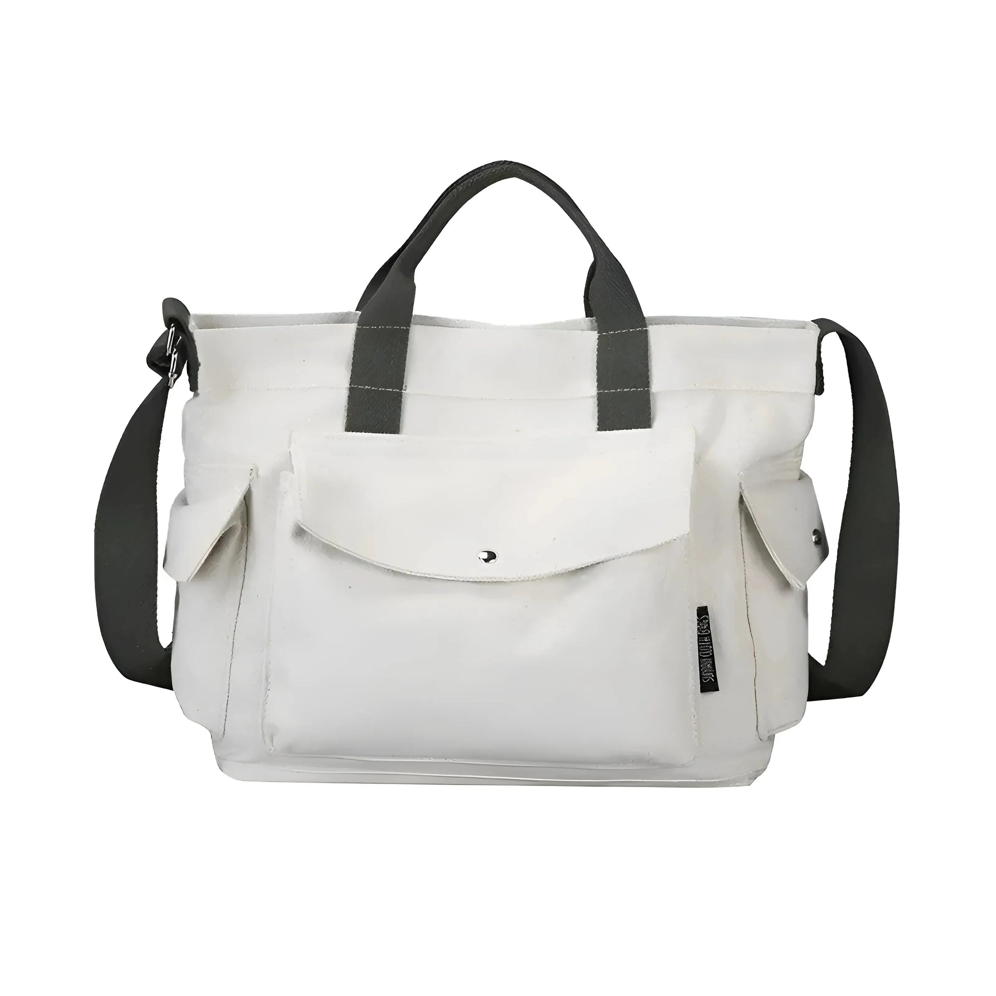 Bianco Borsa in Tela con Tasche