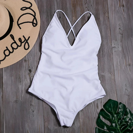 Bianco Costume da bagno classico senza schienale