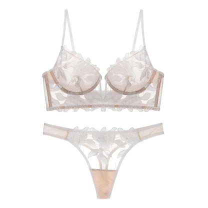 Bianco Set di Lingerie in Pizzo Floreale