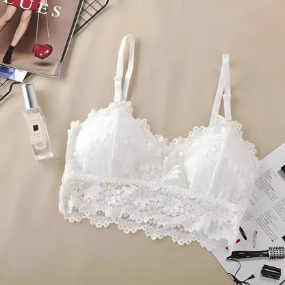 Bianco Reggiseno in pizzo con design a vita bassa