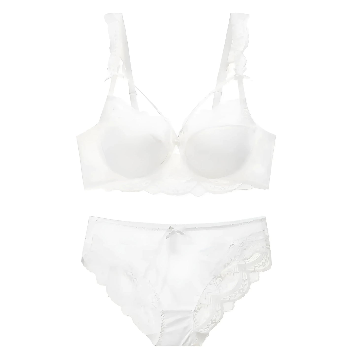 Bianco Set di Lingerie in Pizzo con Cinghie ai Coppe