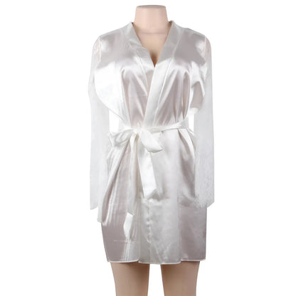 Bianco Robe con Maniche in Pizzo in Taglie Comode