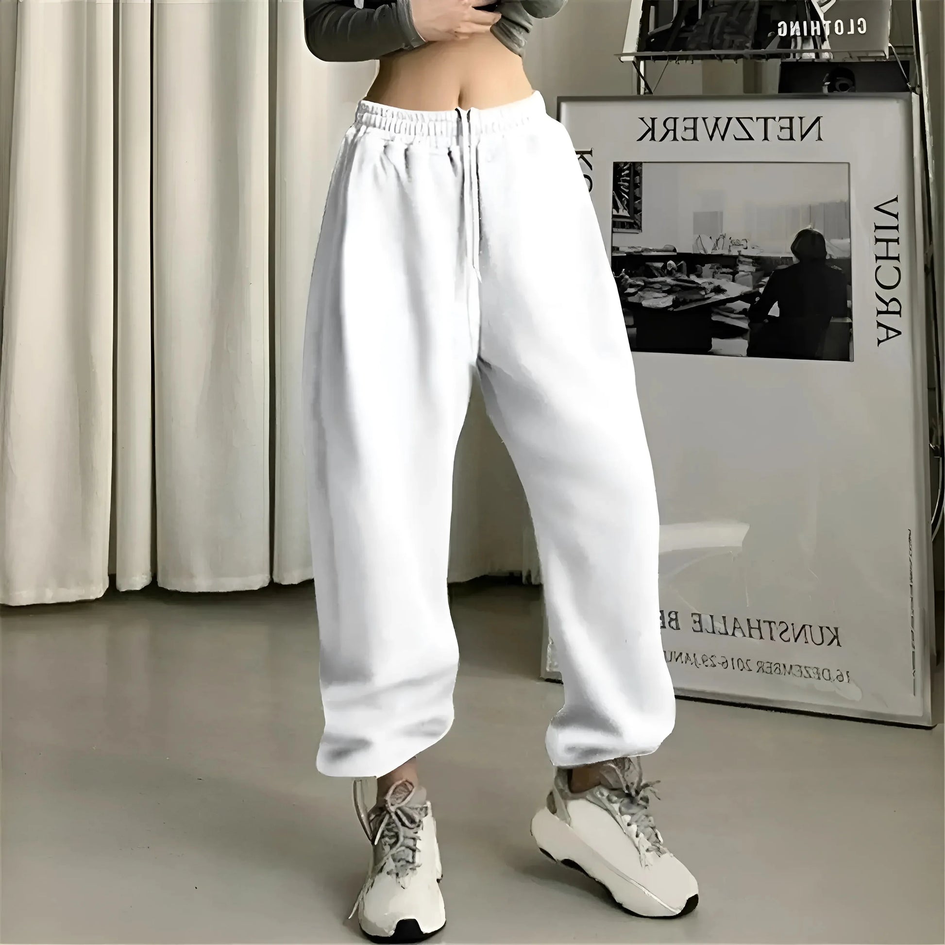 Bianco Pantaloni Sportivi Larghi