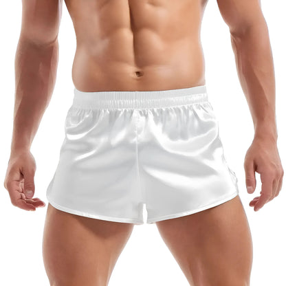 Bianco Pantaloni Boxer da Uomo in Satin