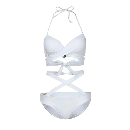 Bianco Costume da bagno a due pezzi con spalline