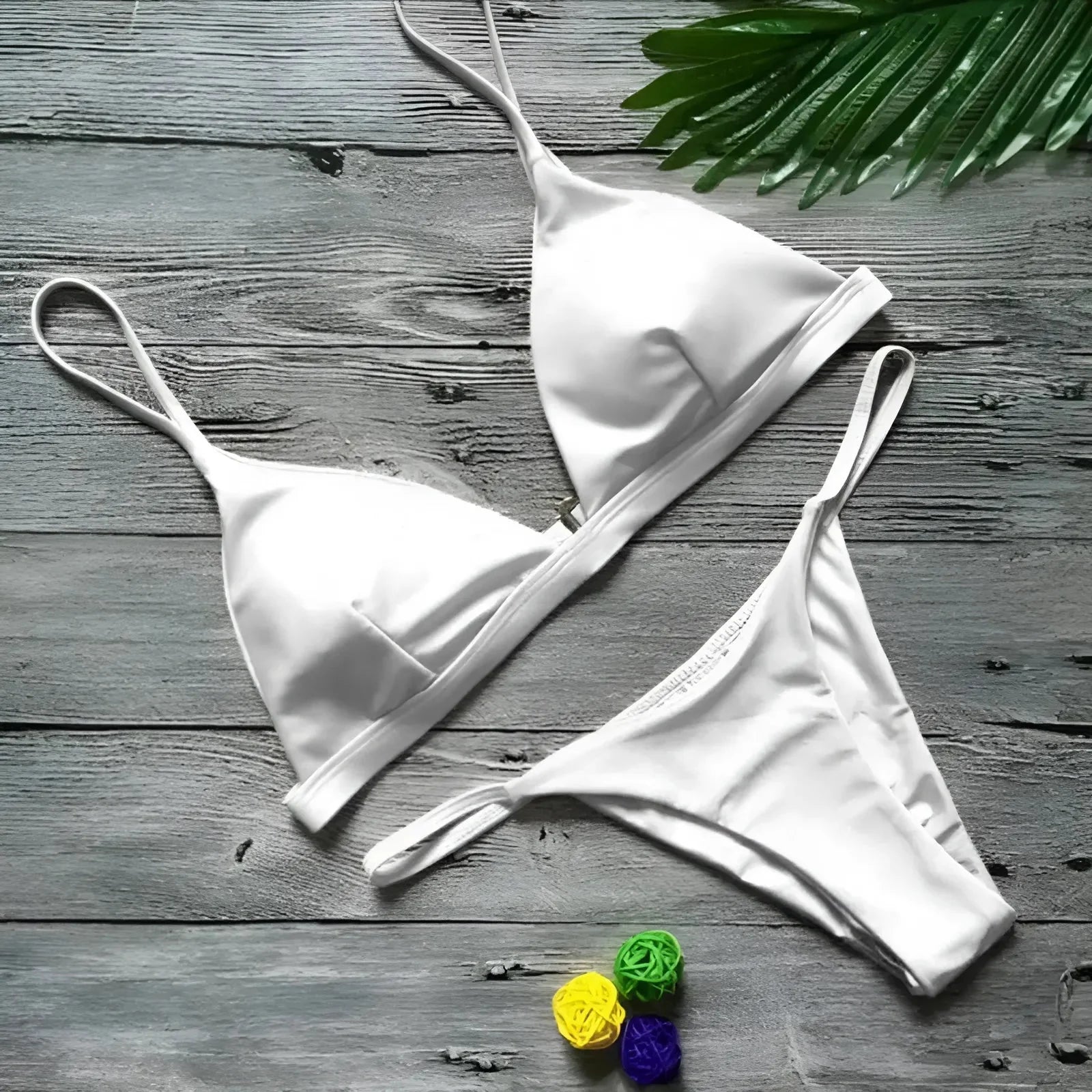 Bianco Set bikini a triangolo in due pezzi