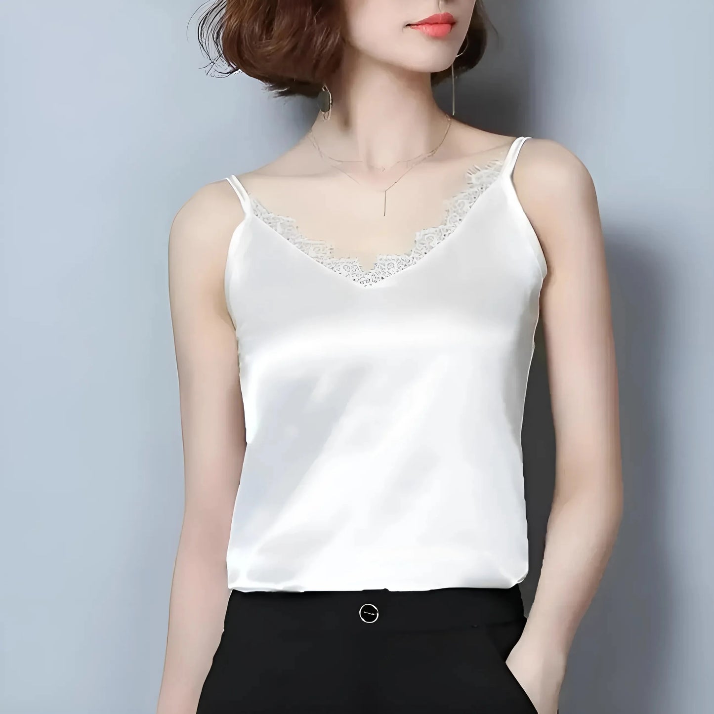 Bianco Camisola in satin da donna