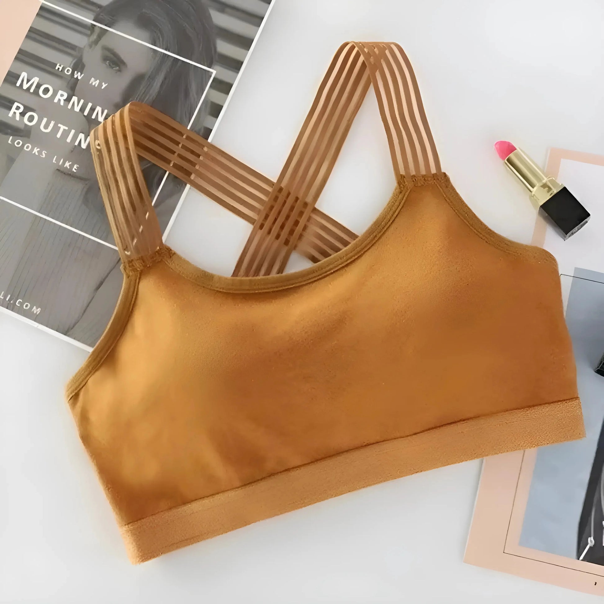 Giallo Reggiseno Sportivo Incrociato