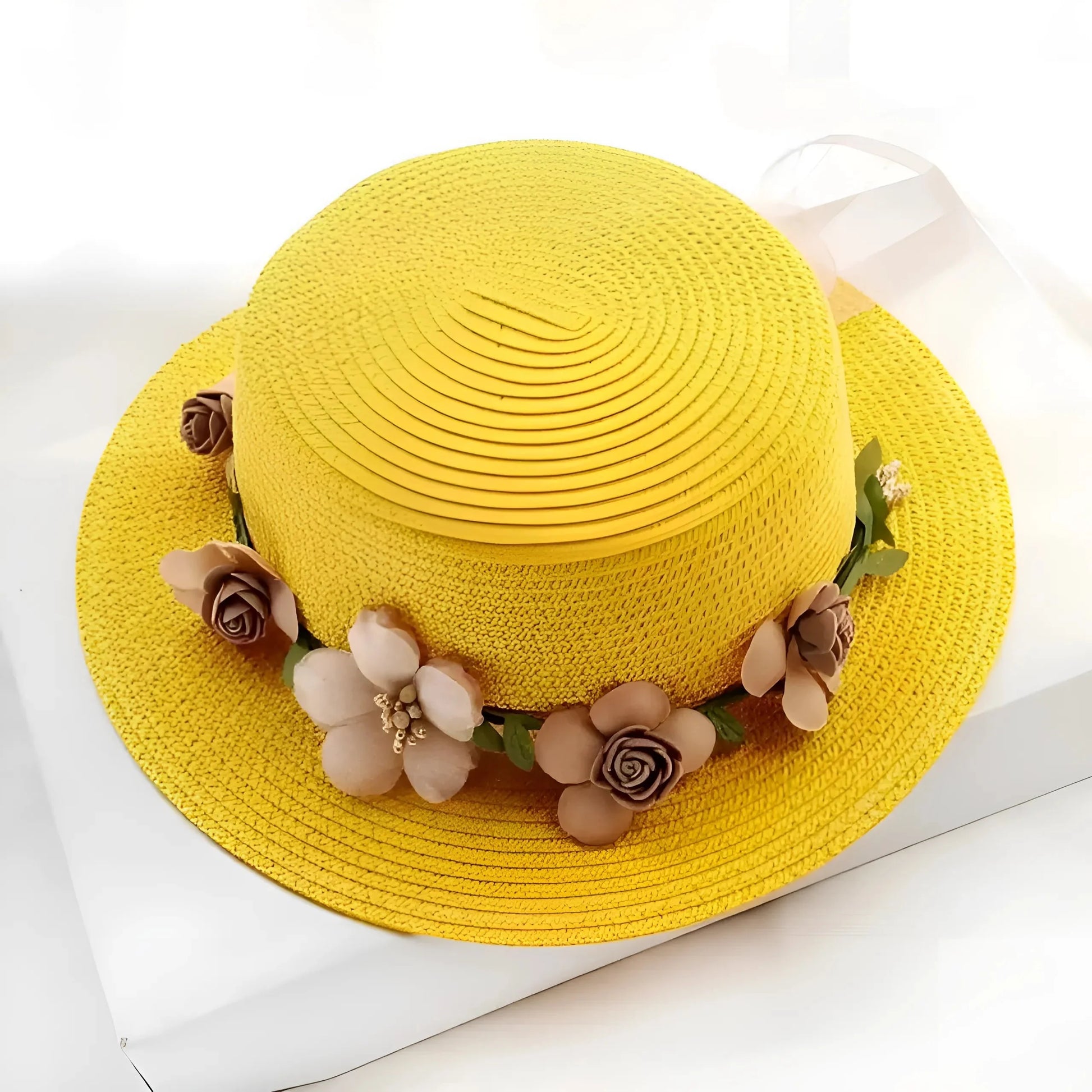 Giallo Cappello da Spiaggia Floreale