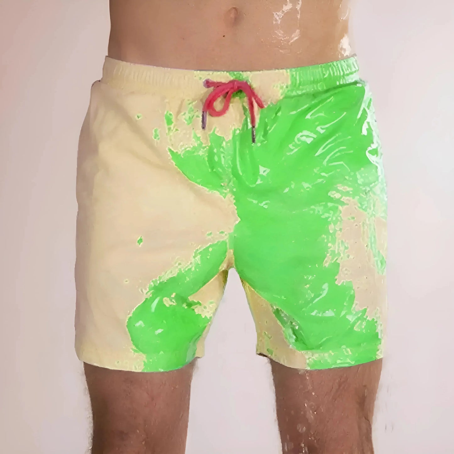 Giallo-Verde Pantaloni da bagno da uomo che cambiano colore