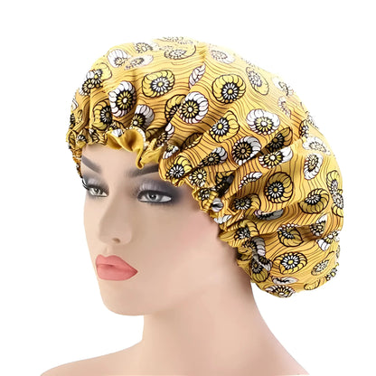 Giallo Cappello da notte in satin con motivi