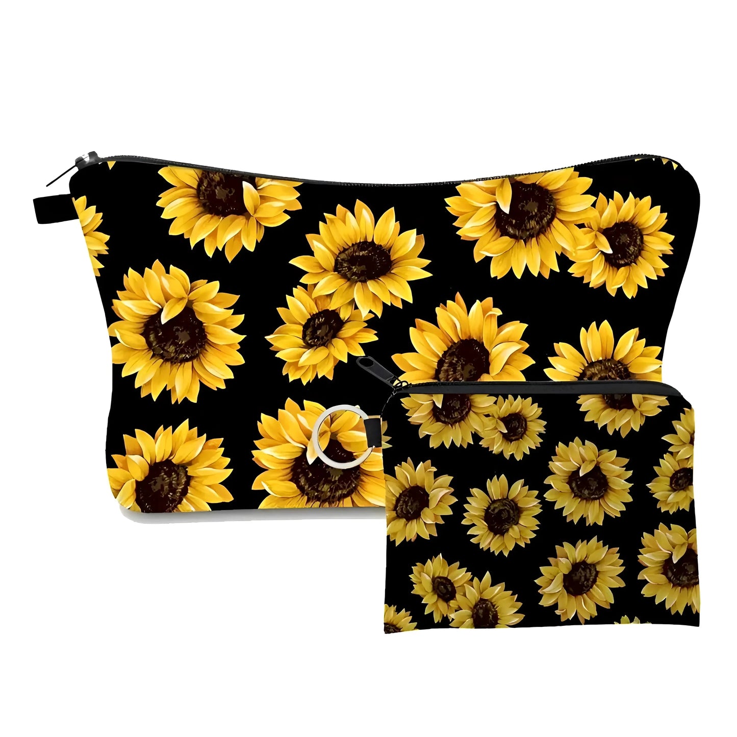 Giallo Set di Due Pochette Cosmetiche con Zip